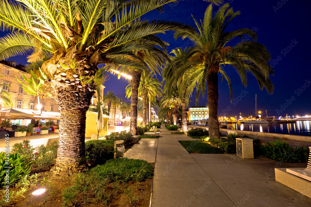 Palm waterfront of Split evening view