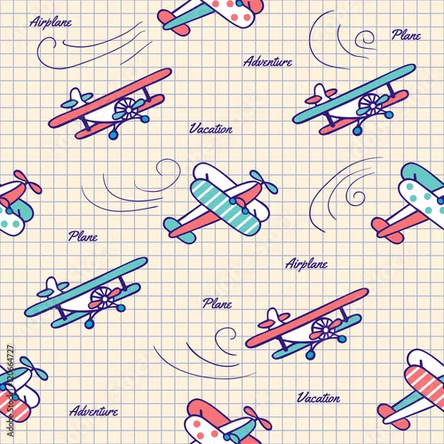 Tapety Samoloty wzór w stylu vintage.