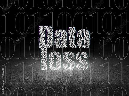 Data concept: Data Loss in grunge dark room