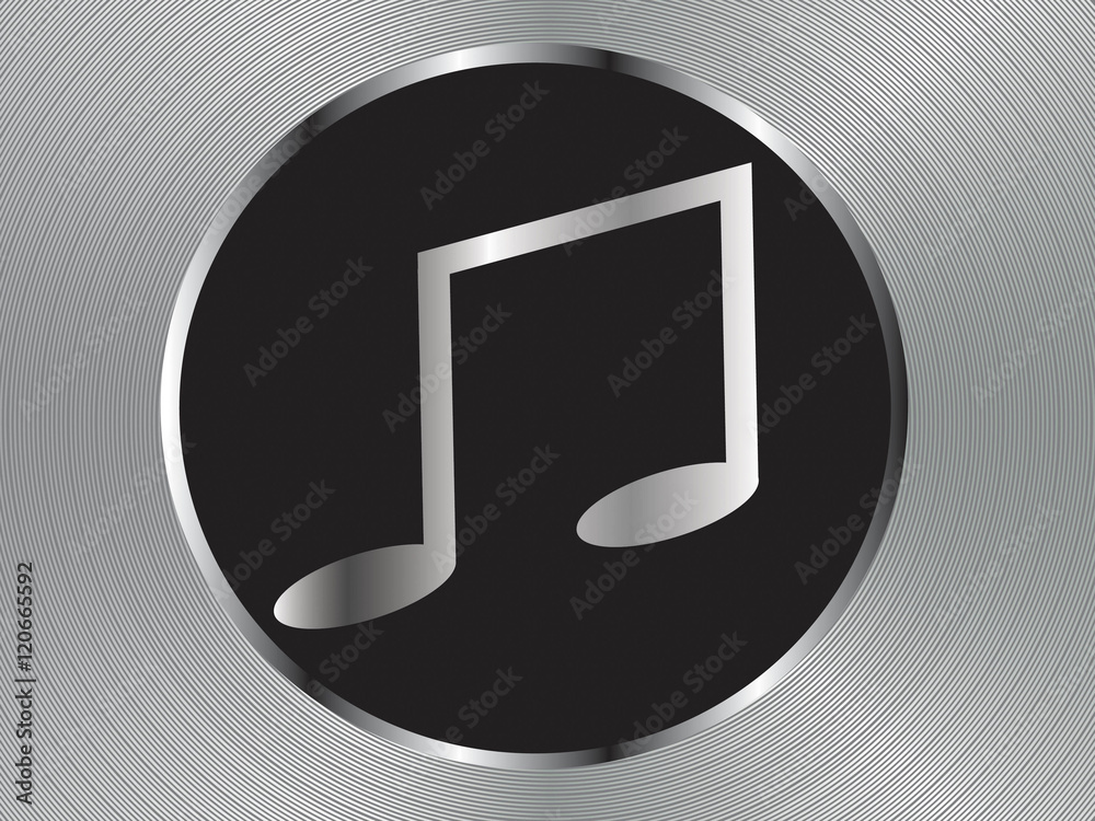 Vector metal multimedia musical note icon / button, design eleme Vector metal multimedia musical note icon / button, design eleme