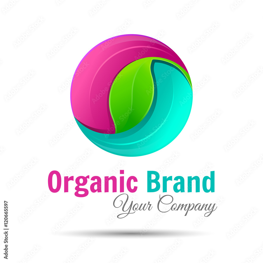 Abstract sphere green leaf logo element vector design ecology symbol shape icon emblem. Organic environment, tree logotype. Creative colorful illustration. Template for your business company Abstract sphere green leaf logo element vector design ecology symbol shape icon emblem. Organic environment, tree logotype. Creative colorful illustration. Template for your business company
