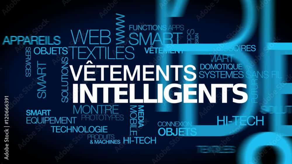 Vêtements intelligents textile smart internet des objets technologie portable tag cloud nuage de mots texte