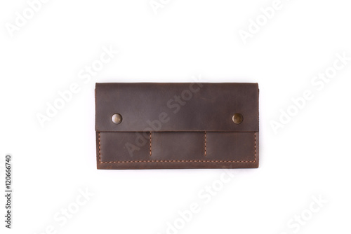 Leather wallet on a white background, isolated
