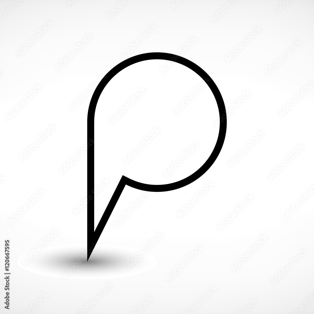 Blabk map pin flat location sign blank circle icon