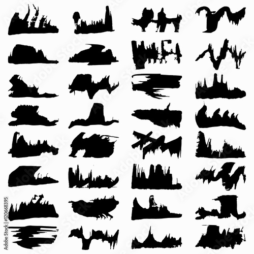 Set Black Grunge Design Element