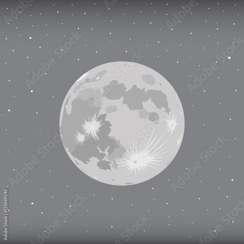 Moon with starry. Background night sky. Moon design in monochrome.