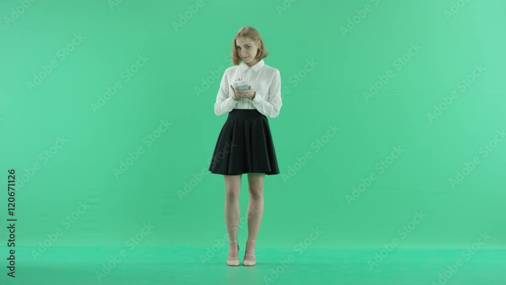 woman with bundle of Euro woman with bundle of Euro
