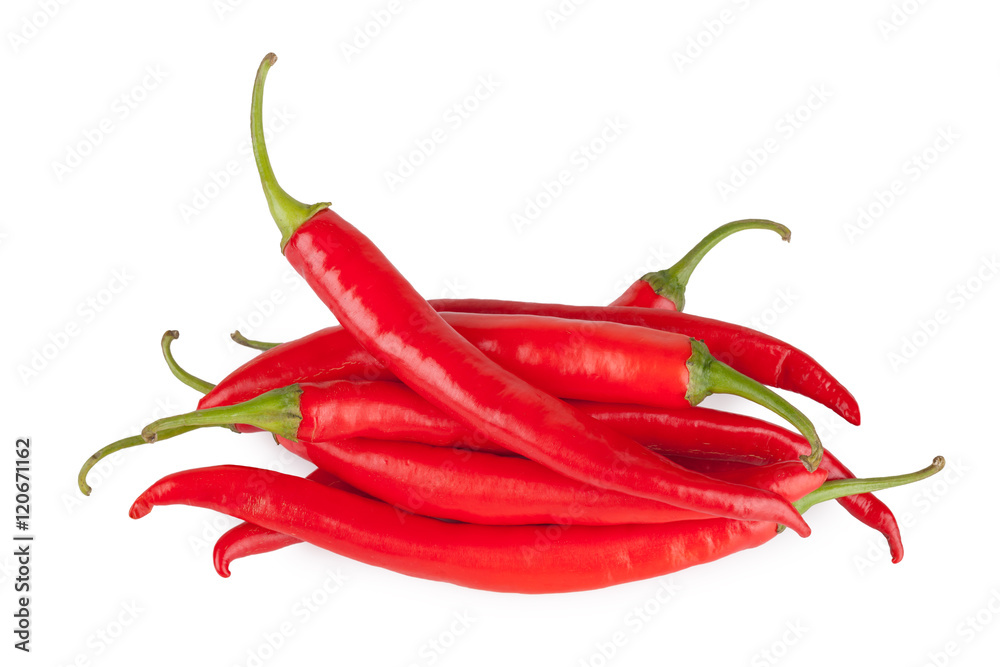 red chili or chilli cayenne pepper isolated on white background