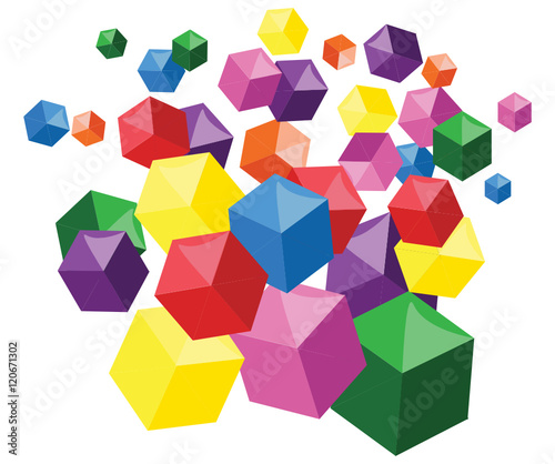 Marketingdesign - bunte fallende Bausteine