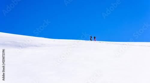 Ice Climbing on glacier in the mountains of Switzerland - Aletsch Glacier