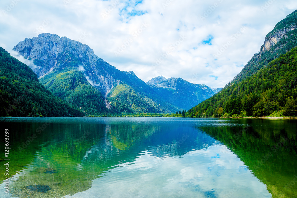 Beautiful landscape, lake with mountain in background. Beautiful landscape, lake with mountain in background.