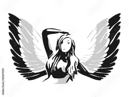 Zwart grijs wit - icoon van engel