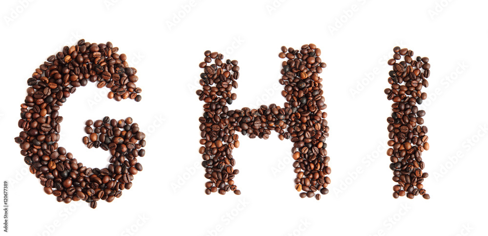 alphabet from coffee beans alphabet from coffee beans