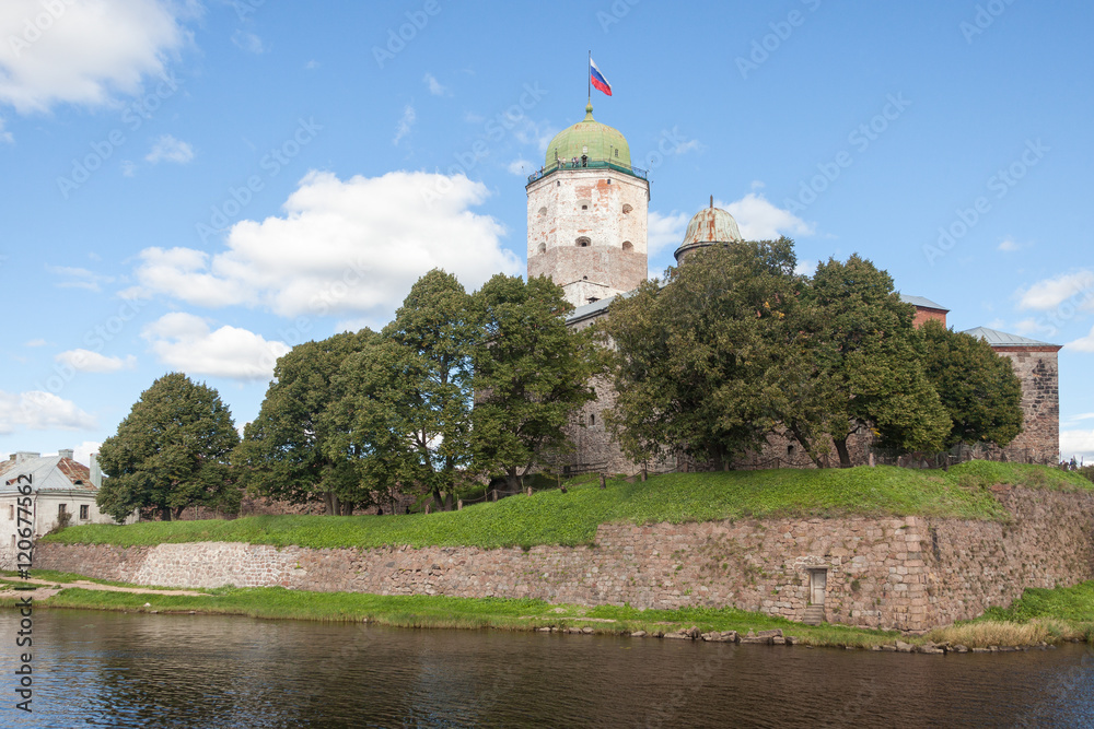 ancient fortress of Vyborg in the summer. Russia