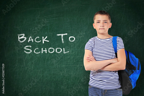 School concept. Cute boy st...