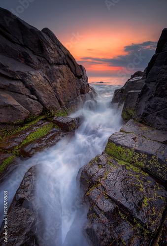 Dawn among the rocks / Sea sunrise at the Black Sea coast near Sozopol, Bulgaria