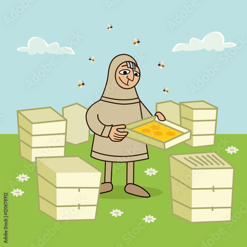 Bee-keeper at apiary