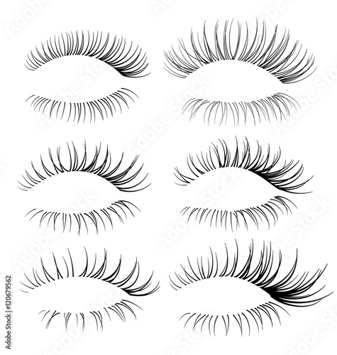 Print op canvas Set of eyelash brushes. Eyelash texture