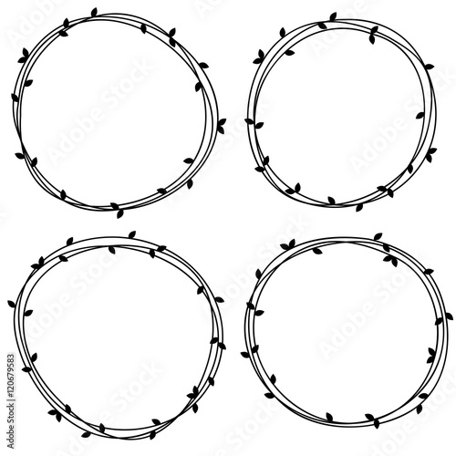 Doodle frames with leaves