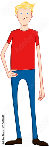 Blond Angry Guy In Red Shirt