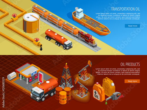 Oil Industry Isometric Webpage Banners Set 