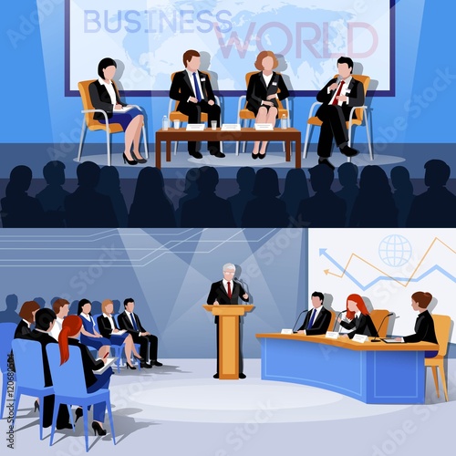 Conference Public Speaking 2 Flat Banners 