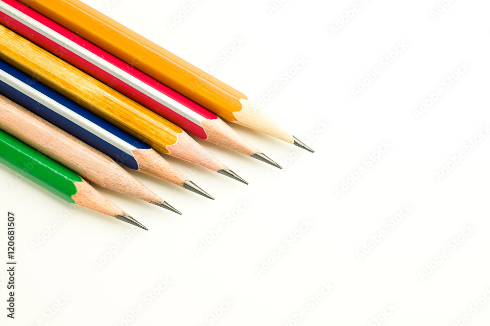 Pencils of different colors are on white. Pencils of different colors are on white.