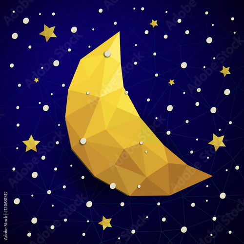 Vector triangle new moon, snow and the stars