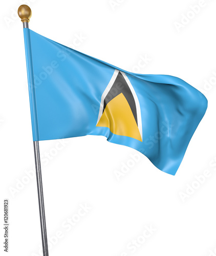 National flag for country of Saint Lucia isolated on white background, 3D rendering