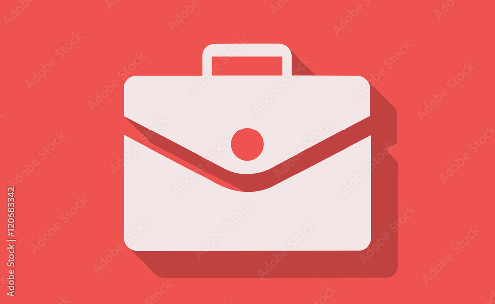Vector white case symbol with long shadow on flat background Vector white case symbol with long shadow on flat background