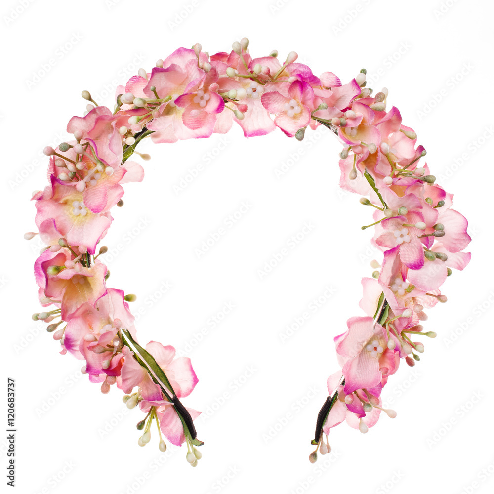 wreath with colored flowers isolated