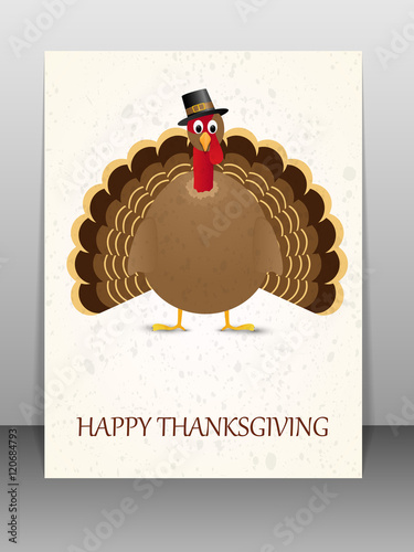 Happy Thanksgiving celebration card with turkey.