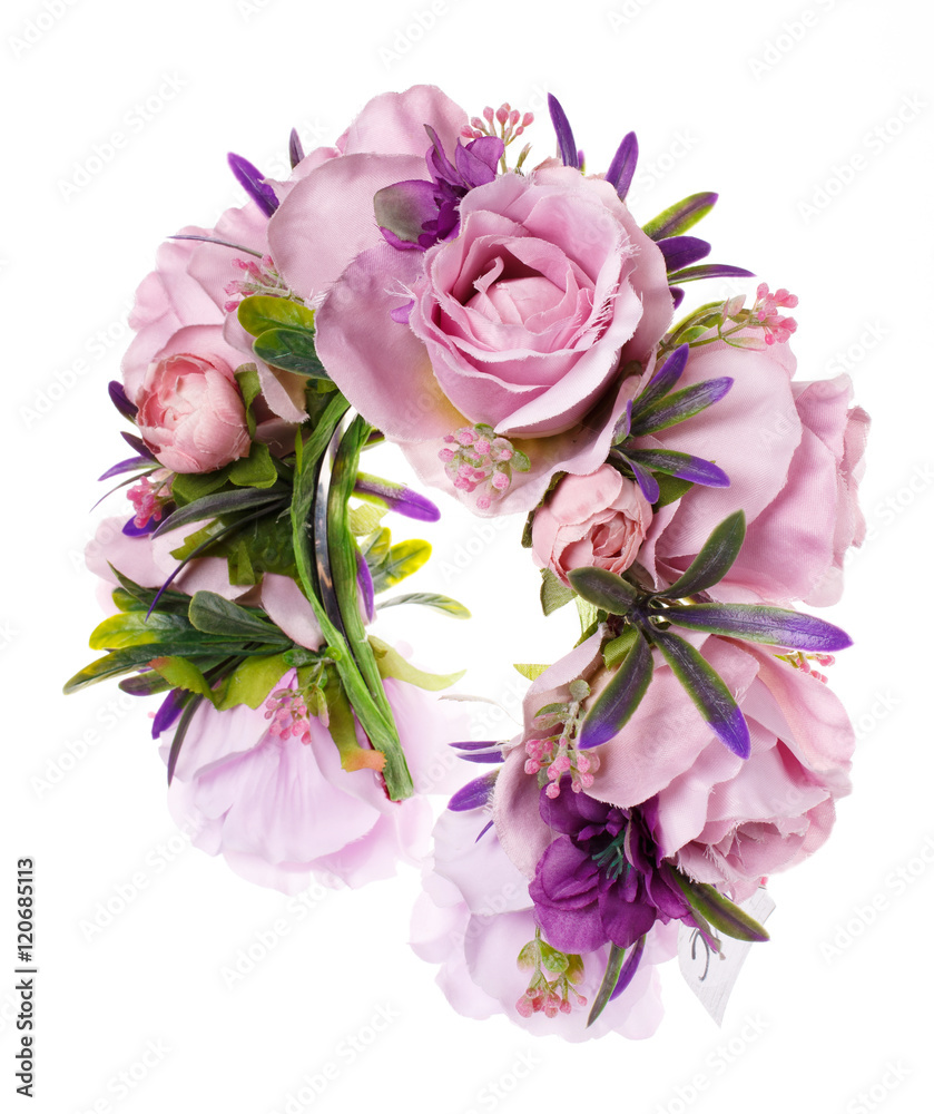Obraz premium Hair accessories. Artificial flowers hoop. Beauty. Fashion. isolated on white