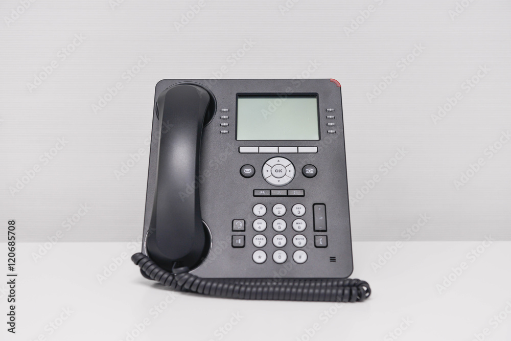 Black IP Phone on the white screen Black IP Phone on the white screen