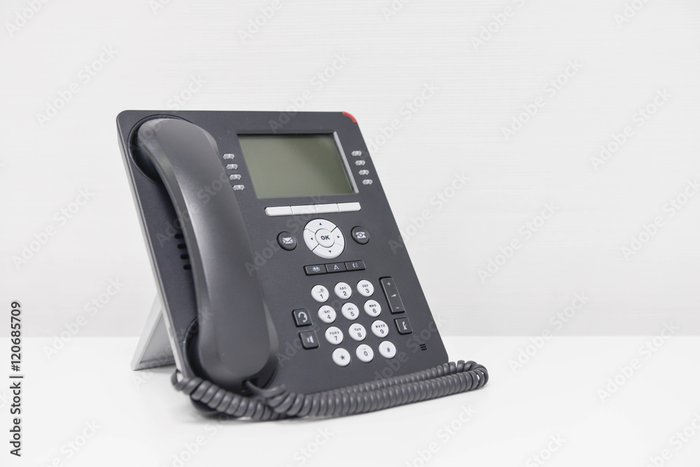 Black IP Phone on the white screen Black IP Phone on the white screen