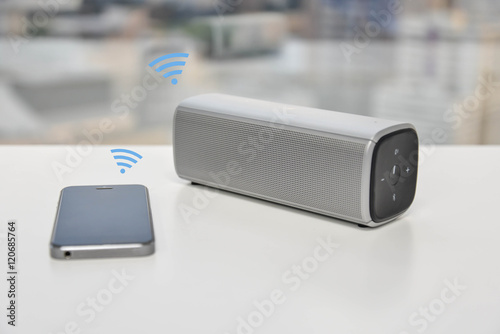 Bluetooth Speaker connected with mobile phone photo
