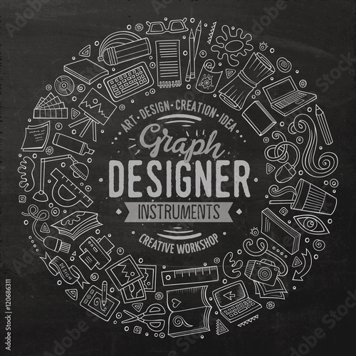Set of Design cartoon doodle objects, symbols and items