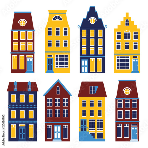 Cute houses set in vivid colors