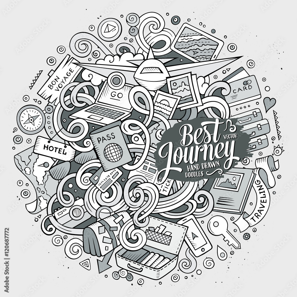 Cartoon cute doodles traveling illustration Cartoon cute doodles traveling illustration