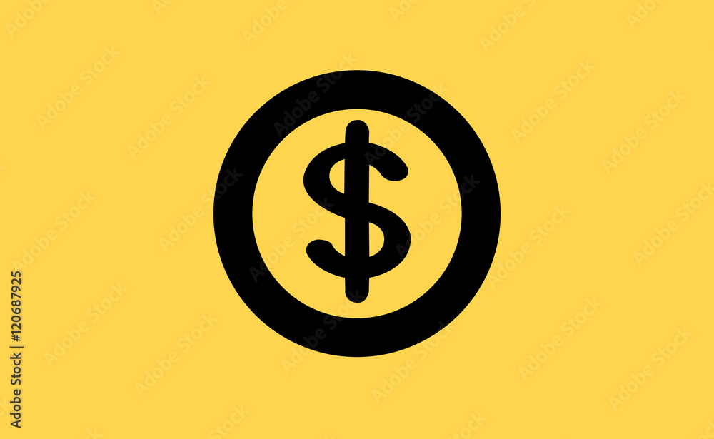 Vector dollar sign in circle on flat background Vector dollar sign in circle on flat background
