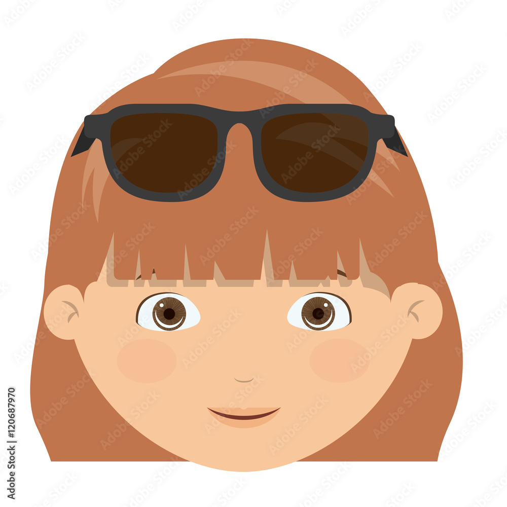 Happy girl cartoon with glasses icon. Childhood happiness summer season and kid theme. Isolated design. Vector illustration Happy girl cartoon with glasses icon. Childhood happiness summer season and kid theme. Isolated design. Vector illustration