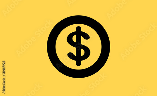 Vector dollar sign in circle on flat background