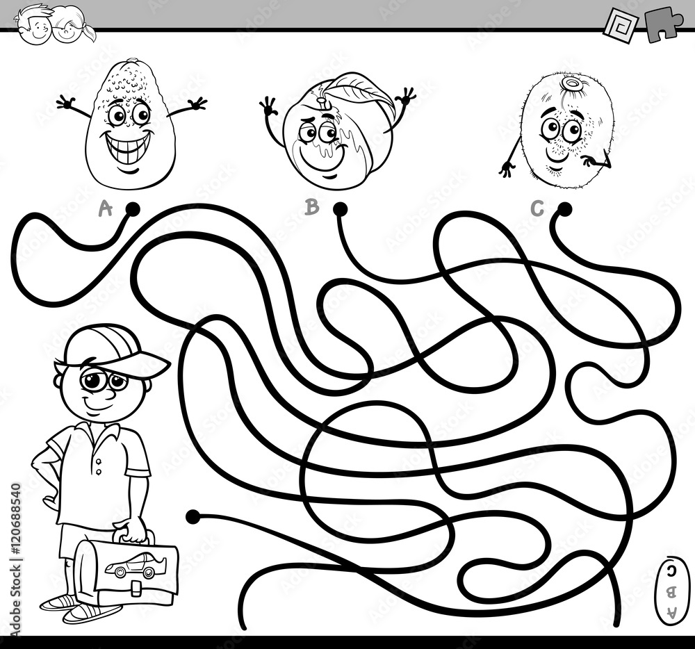 Fototapeta premium path maze activity coloring page