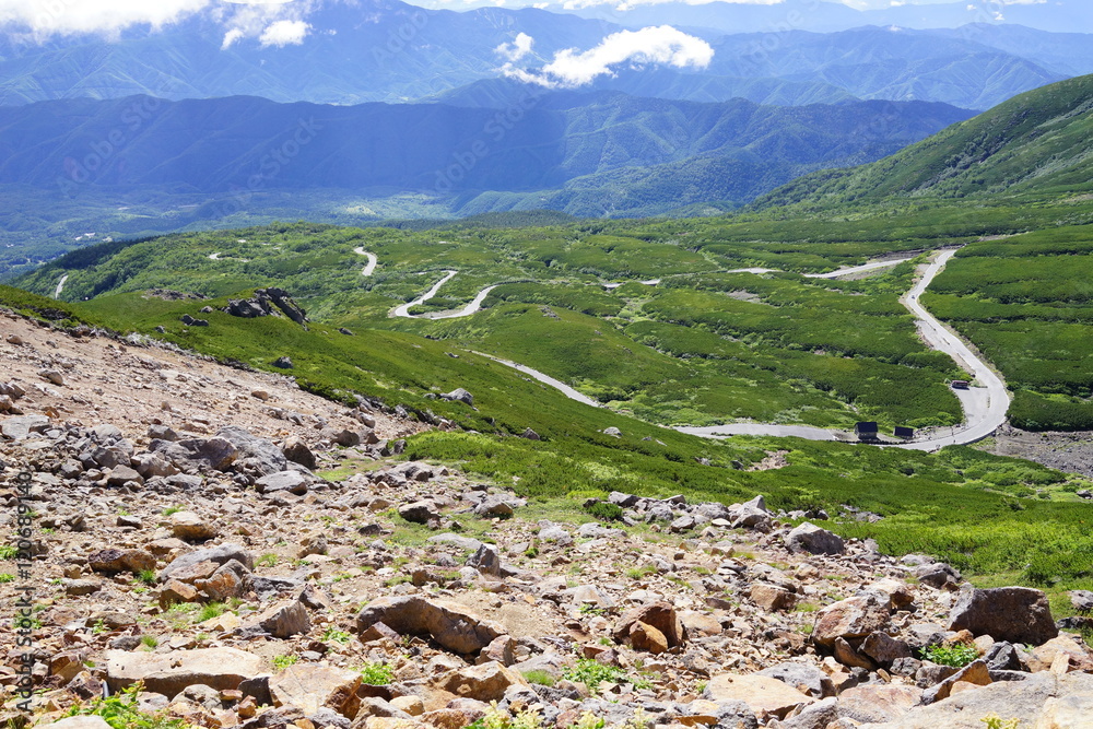 Naklejka premium 乗鞍 風景 展望 山脈 空 残雪 絶景