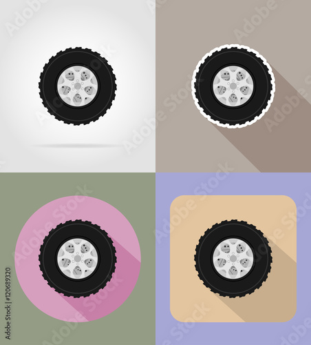 wheel for car flat icons vector illustration