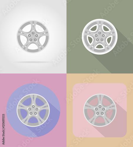 wheel for car flat icons vector illustration