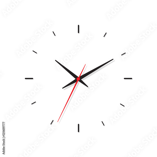 Clock image on white background. Simple clock.