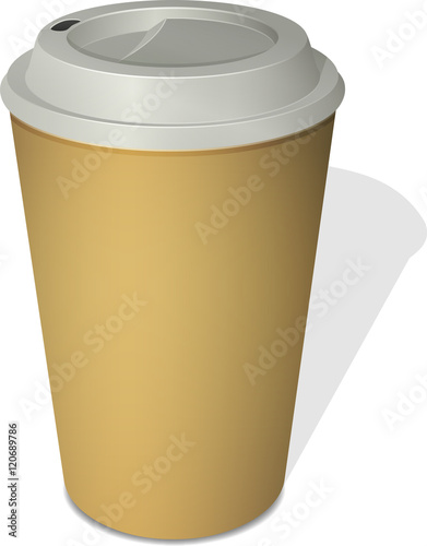 Take-out coffee cup with a cap isolated on white