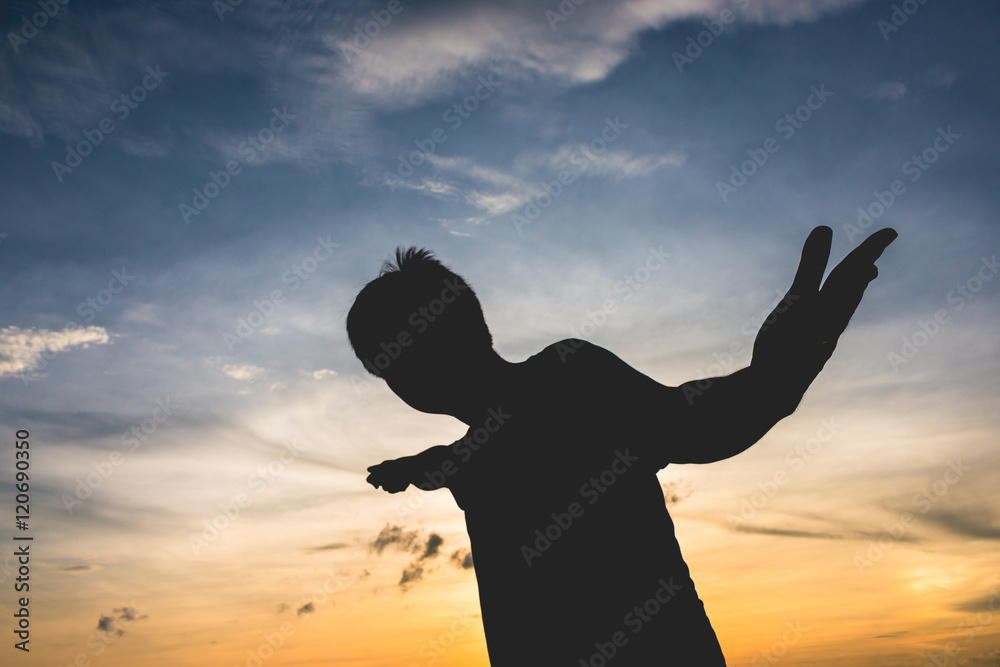 silhouette of hand help