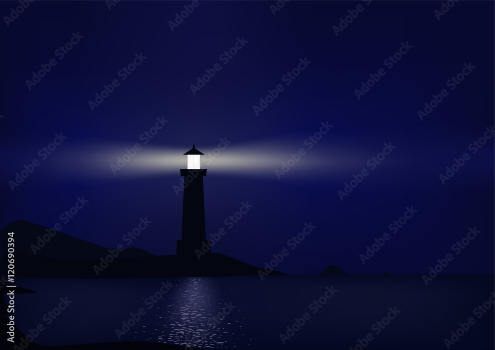 Lighthouse is coastal at night Lighthouse is coastal at night